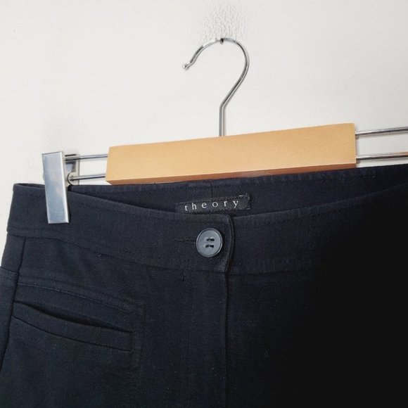 Theory Pants Skinny Ankle Zip Front Pocket Work Career Lady-like Stretch Black 6 - Picture 7 of 12